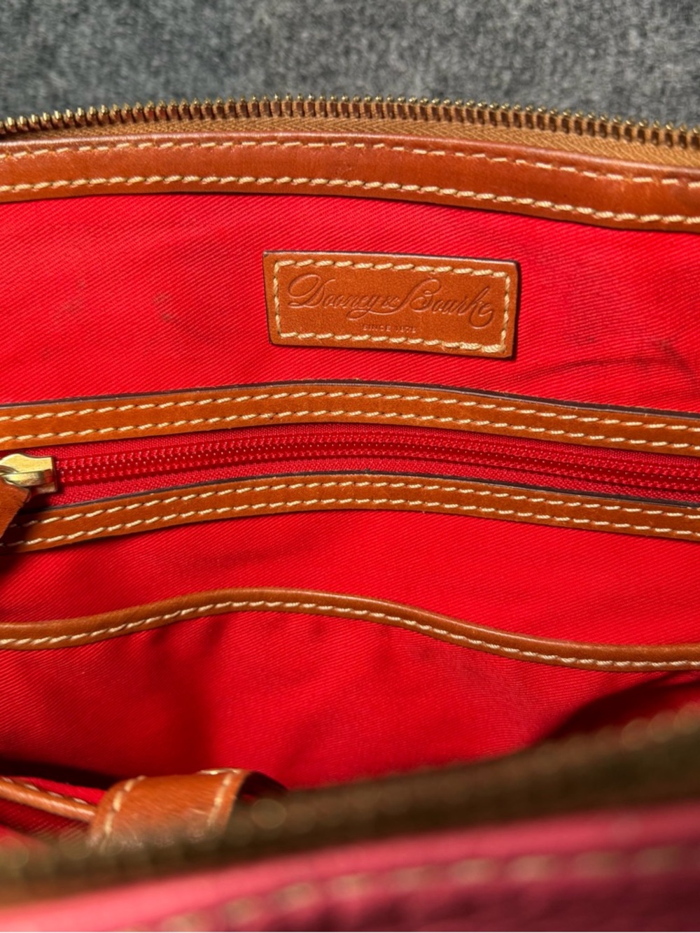 Dooney & Bourke Hot Pink Leather Satchel with Brown Trim - Picture 9 of 13